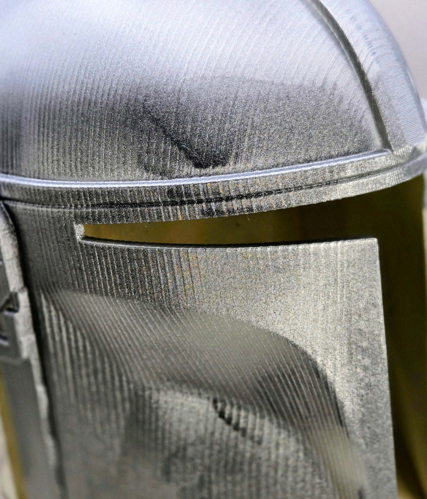 Bounty Hunter Helmet | Mandalorian Inspired Cosplay Prop | 3D Printed Silver Collectible Display Piece