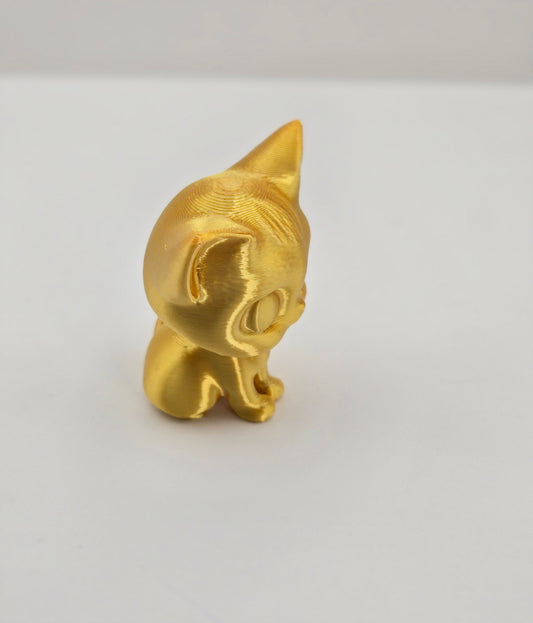 Cute Cat Figurine | Golden Cat Statue | 3D Printed Desk Buddy | Kawaii Home & Office Decor